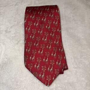 Brooks Brothers 100% Silk Designer Tie Red Giraffes 0475 X